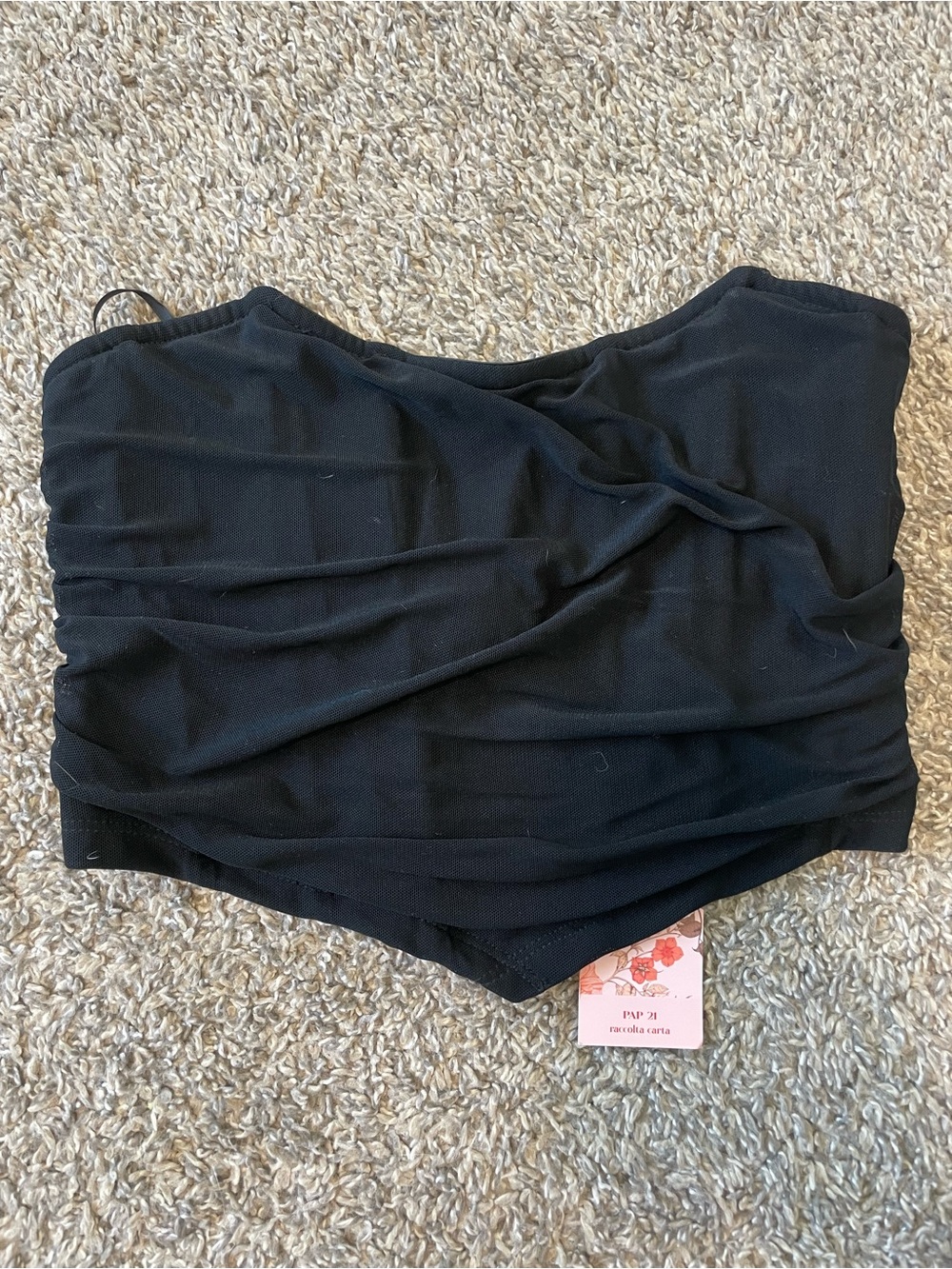 SHEIN Black Strapless Ruched Bandeau Top
